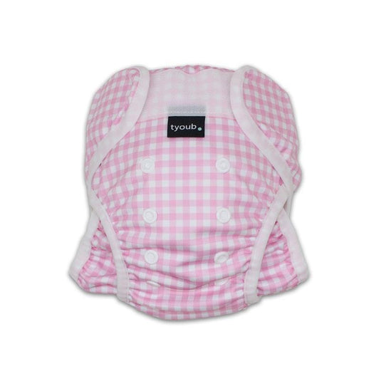tyoub Adjustable Reusable Swim Nappy and Wet Bag - Pink Gingham Check One Size