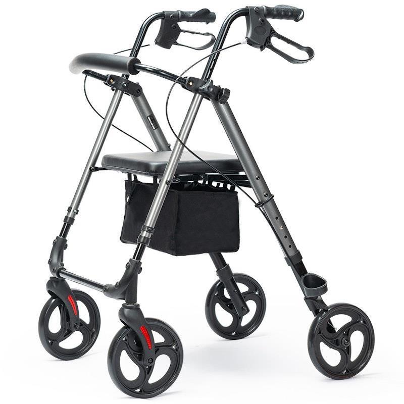 Load image into Gallery viewer, Equipmed 4 Wheel Lightweight Rollator Walker Titanium Colour
