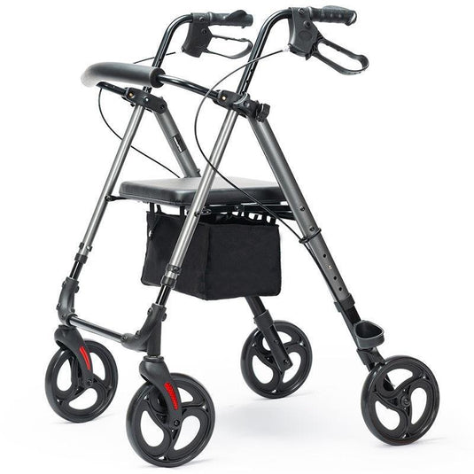 Equipmed 4 Wheel Lightweight Rollator Walker Titanium Colour
