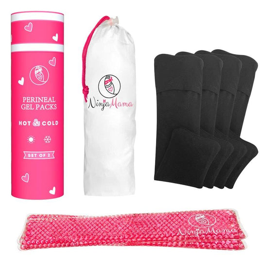 Ninja Mama Perineal Ice And Heat Therapy Packs. Reusable - Hot Or Cold Pack of 2 With 4 Washable Sleeves