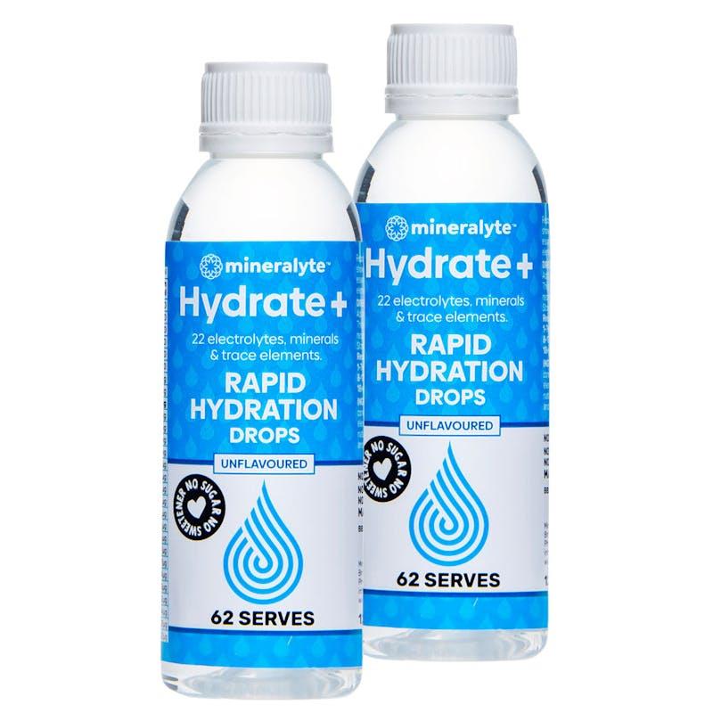 Load image into Gallery viewer, Mineralyte Hydrate+ Rapid Hydration Drops Unflavoured 125ml (124 serves) 2Pack
