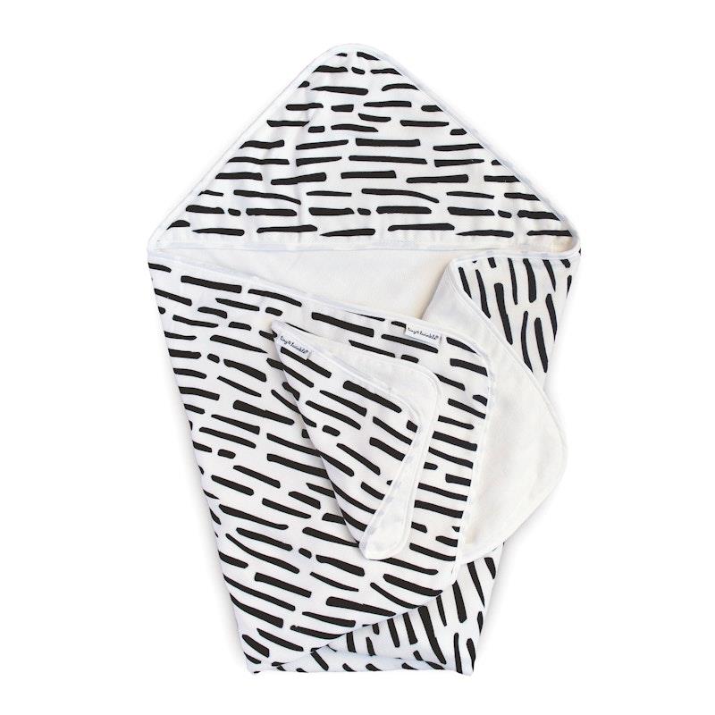 Load image into Gallery viewer, Tiny Twinkle Hooded Towel and Washcloth Set Ink Strokes
