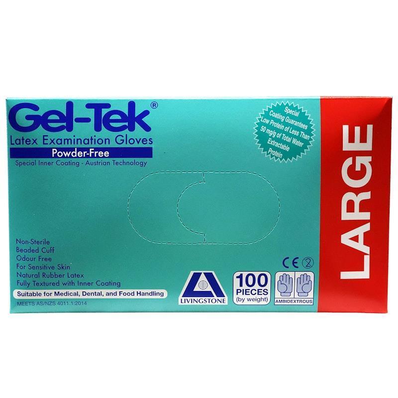 Load image into Gallery viewer, Geltek Latex Examination Gloves Powder Free Large Cream 100 Pieces/Box
