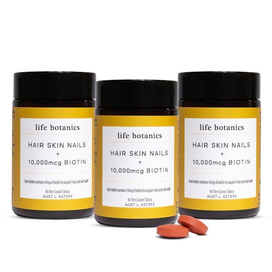 Life Botanics Hair Skin Nails + 10,000mcg Biotin 3x90 Pack