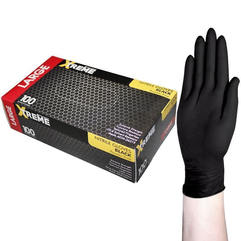 Load image into Gallery viewer, Livingstone Xtreme Thick Heavy Duty Nitrile Gloves Powder Free Black Large 100 Pieces/Box
