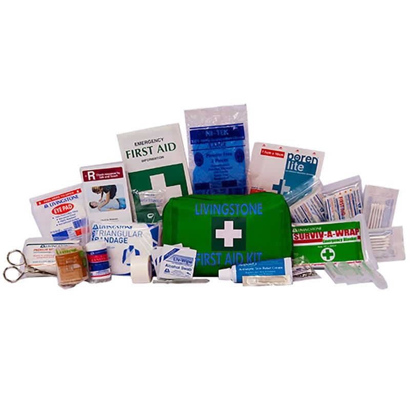 Load image into Gallery viewer, Livingstone Work Vehicle First Aid Kit In Green Nylon Pouch Bundle
