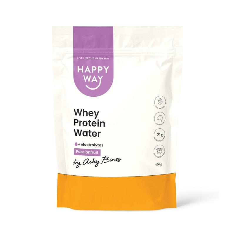 Load image into Gallery viewer, Happy Way Ashy Bines Passionfruit Whey Protein Water Powder 420g
