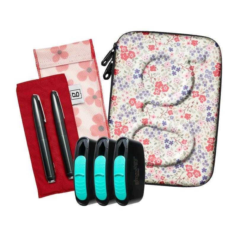 Load image into Gallery viewer, Glucology Travel Bundle Case - Classic, Floral/ 2 Pen Pouch - Floral/ 3 Sharps

