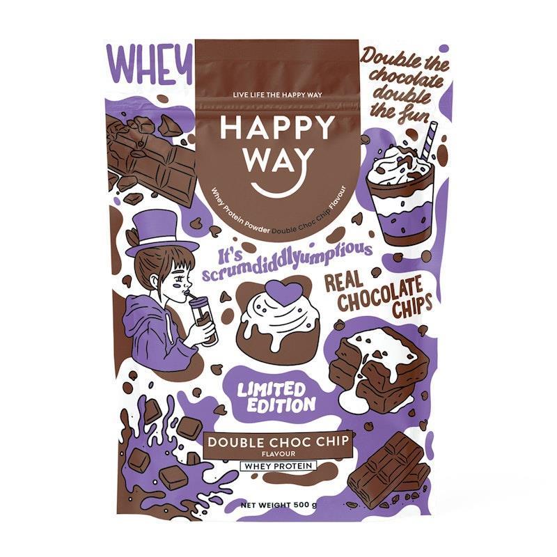 Load image into Gallery viewer, Happy Way Double Choc Chip Whey Protein Powder 500g

