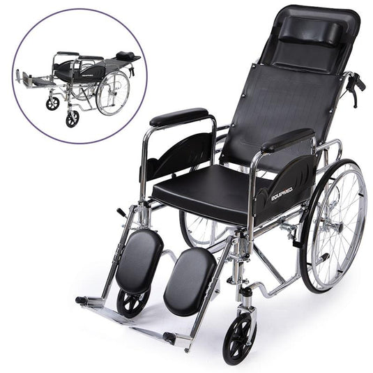 Equipmed Folding Manual Reclining Wheelchair Black