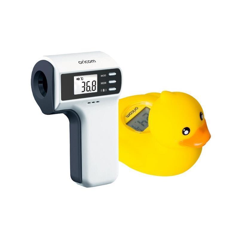 Load image into Gallery viewer, Oricom Baby FS300 Non-Contact Infrared Thermometer and 02SD Duck Digital Bath and Room Thermometer Bundle (FS300SD) Pack
