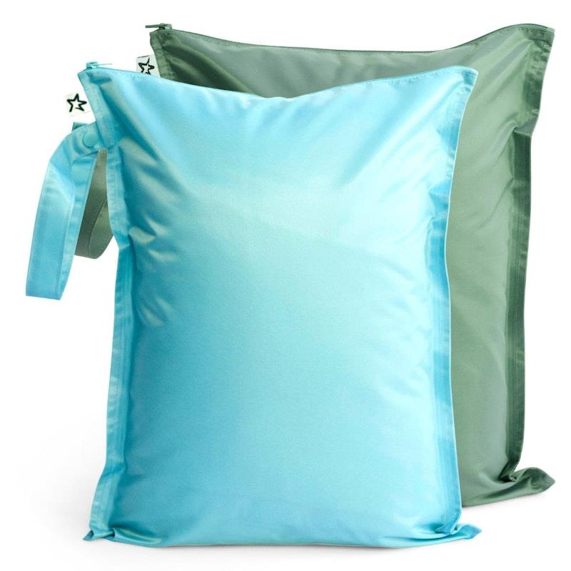 Load image into Gallery viewer, Tiny Twinkle - Mess - Proof Wet Bag 2 Pack Slate &amp; Olive
