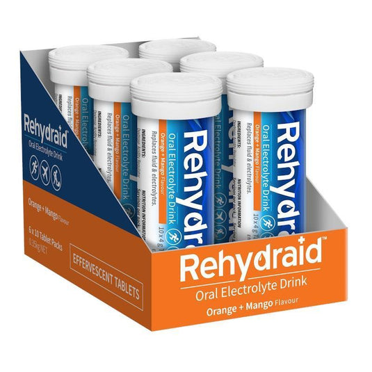 Rehydraid Electrolyte Effervescent Tablets Orange & Mango 10x6 Tubes