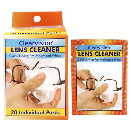 Clearvision Lens Cleaner Wipes 10 x 13.5cm 20 Pieces/Box