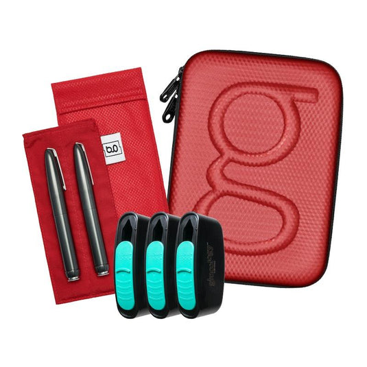 Glucology Travel Bundle Case - Classic, Red/ 2 Pen Pouch - Red/ 3 Sharps