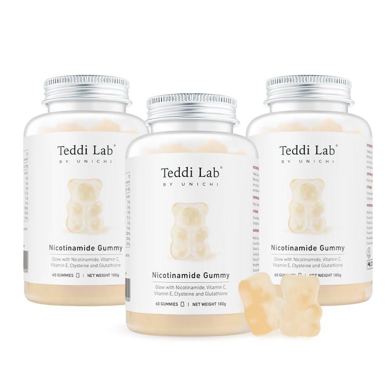 Load image into Gallery viewer, Teddi Lab by Unichi Nicotinamide Gummy 60s x3-Vitamin E Skin Brightening &amp; Glow Packs
