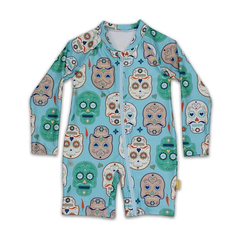 Load image into Gallery viewer, tyoub Long Sleeve All-In-One Sunsuit Skulls Amigo Kids 1year
