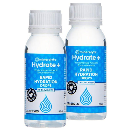 Mineralyte Hydrate+ Rapid Hydration Drops Unflavoured 50ml (50 serves) 2Pack