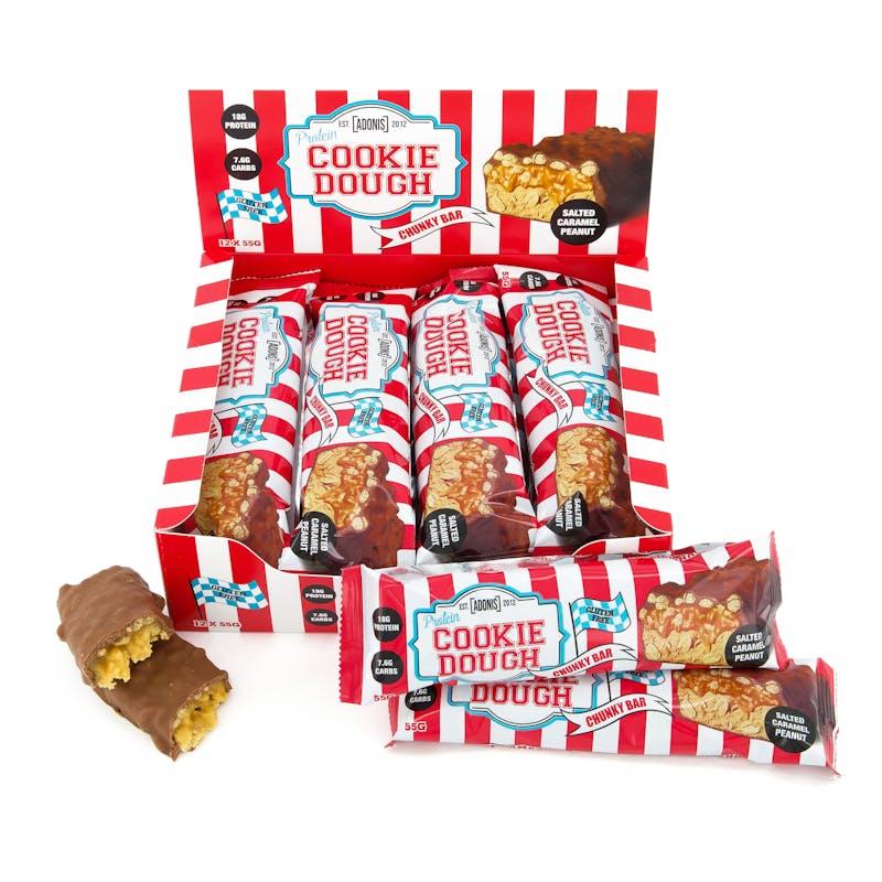 Load image into Gallery viewer, Adonis Gear Protein Cookie Dough Chunky Bar - Salted Caramel Peanut 12Bars
