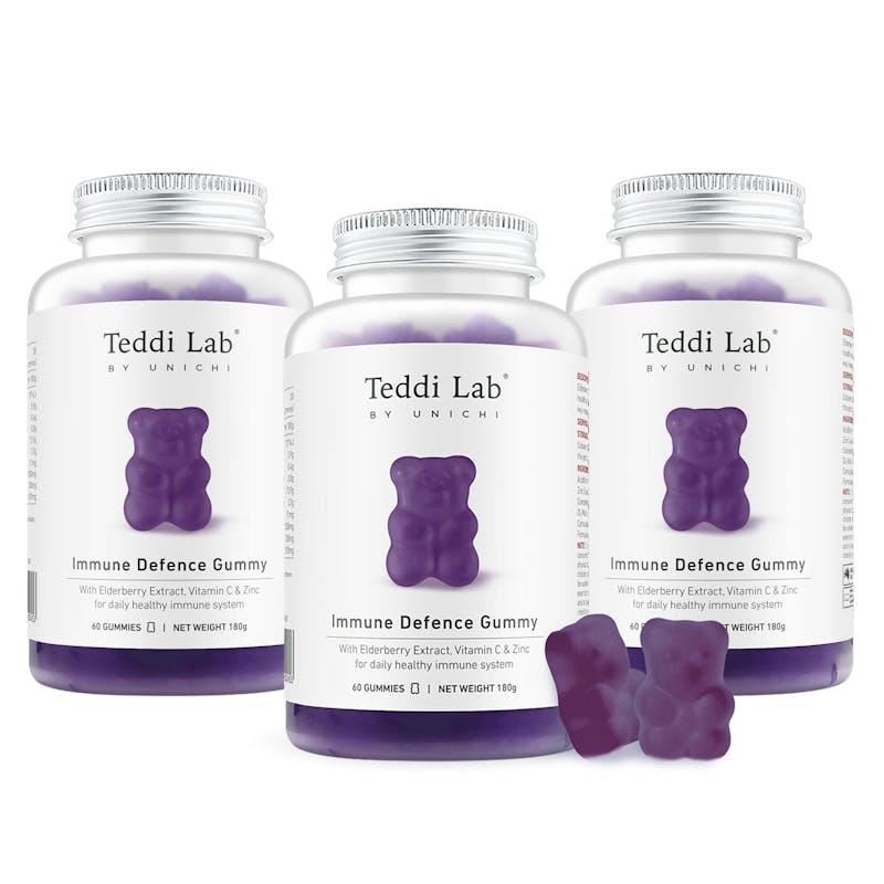 Load image into Gallery viewer, Teddi Lab by Unichi Elderberry Immune Defence Gummy 60s x3 - Daily Immune Support Pack
