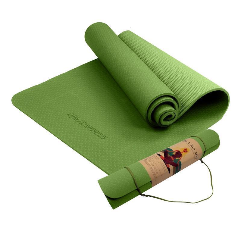 Load image into Gallery viewer, Powertrain TPE Yoga Pilates Exercise Mat 6mm Green
