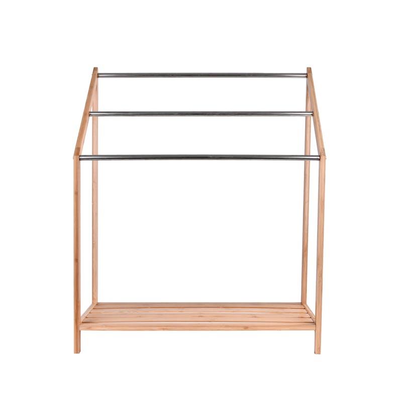 Load image into Gallery viewer, Clevinger Bamboo Towel Holder with 3 Rails &amp; Shelf 85cm 1Unit
