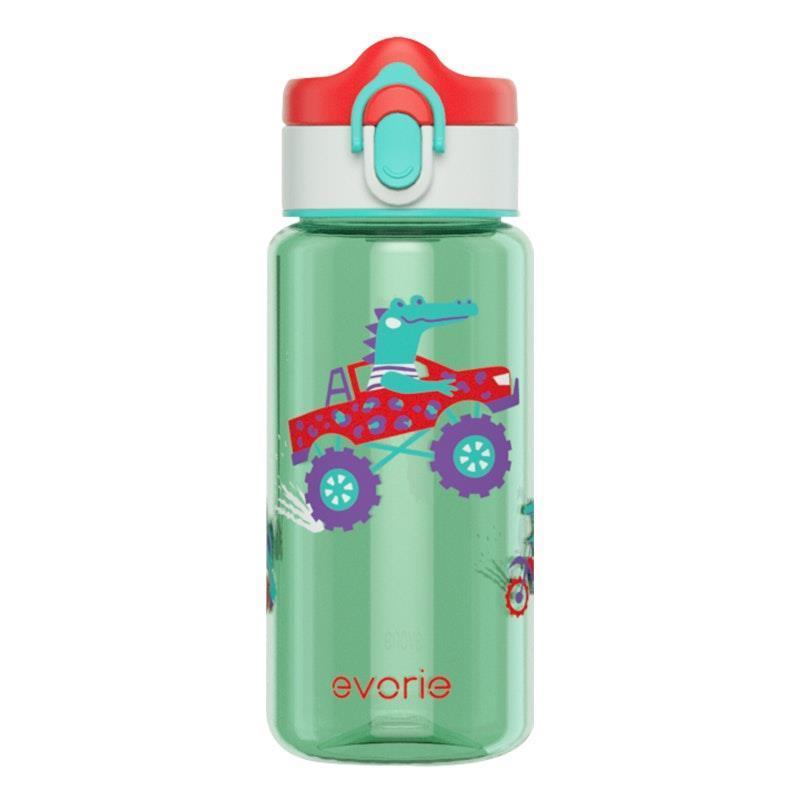 Load image into Gallery viewer, Evorie Tritan Kids Drinking Spout Water Bottle 380mL, Green Alligator 1Unit
