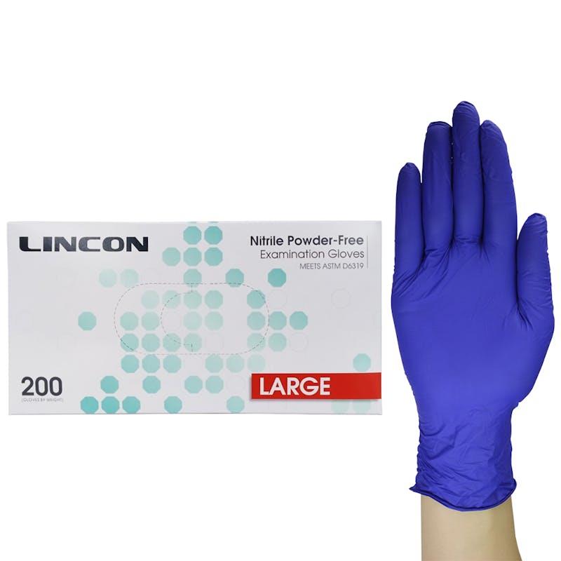 Load image into Gallery viewer, Lincon Nitrile Examination Gloves ASTM Powder Free Large 200 Pieces/Box
