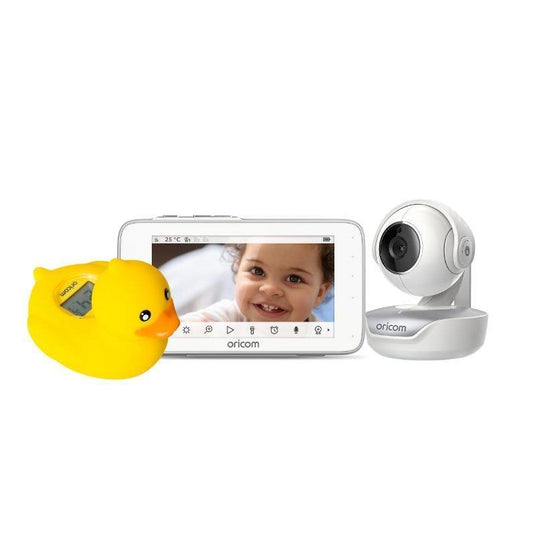 Oricom 5” Smart HD Touchscreen Premium Nursery Baby Monitor & Duck Digital Bath Room Thermometer Bundle