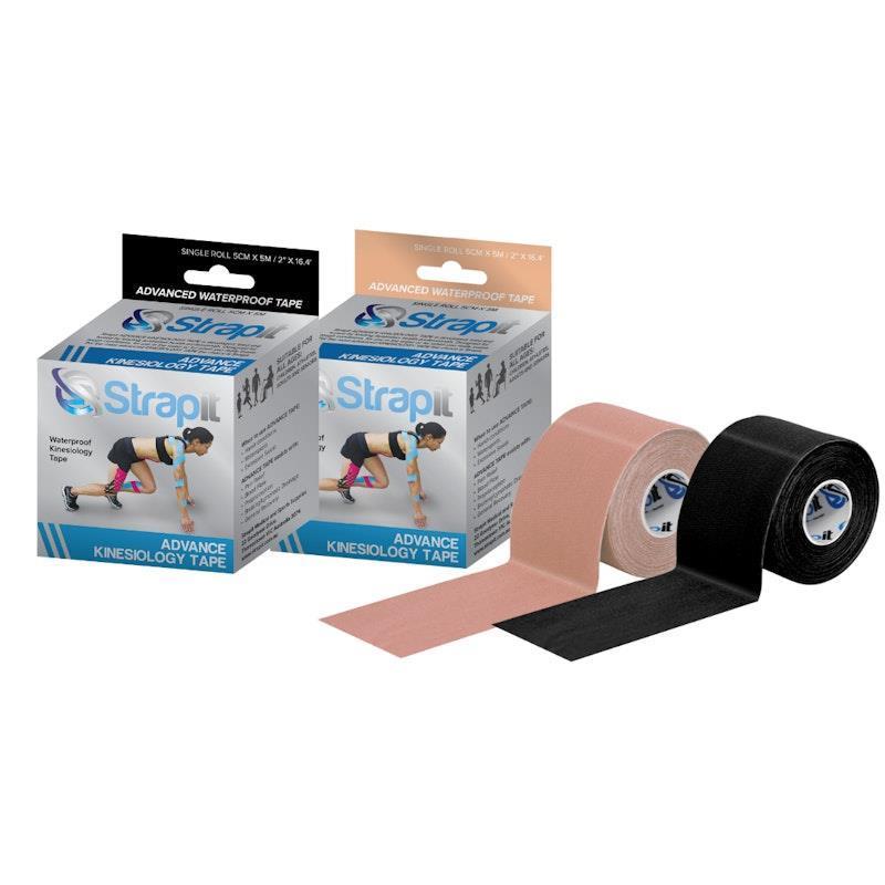 Load image into Gallery viewer, Strapit Advance Waterproof Kinesiology Tape 5cm x 5M - Tan &amp; Black 2 Pack
