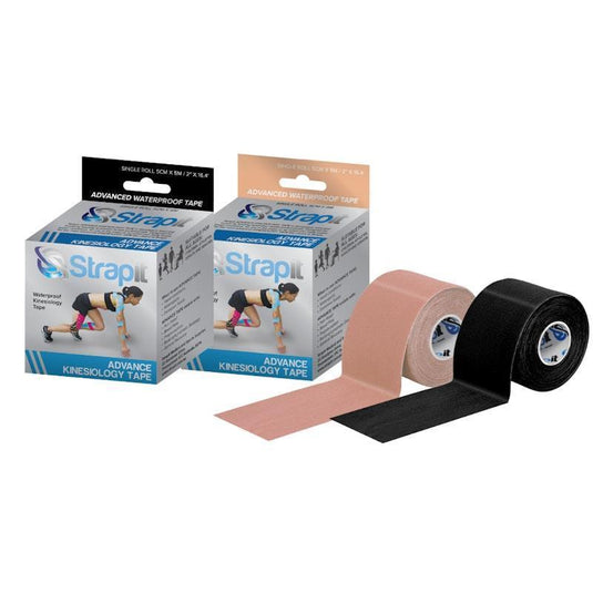 Strapit Advance Waterproof Kinesiology Tape 5cm x 5M - Tan & Black 2 Pack