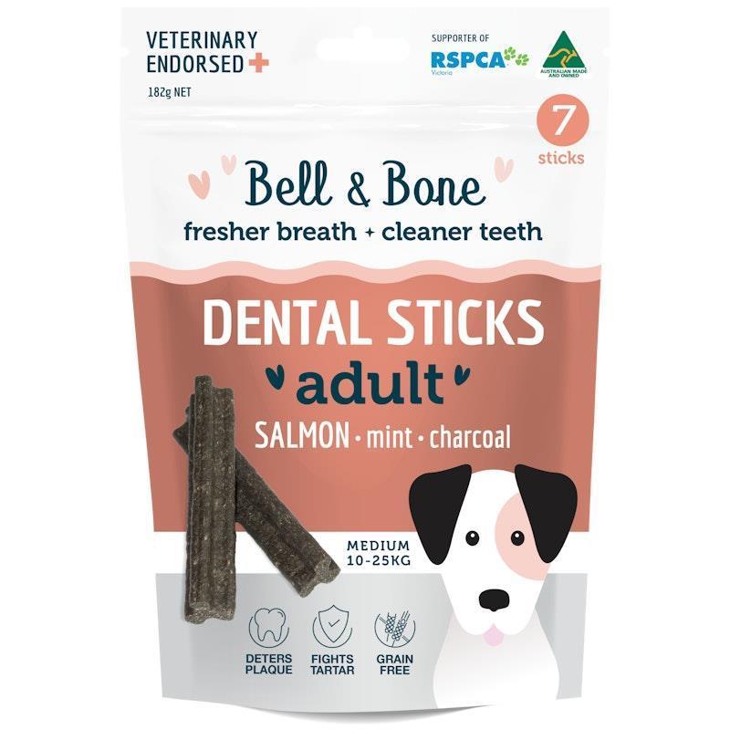 Load image into Gallery viewer, Bell &amp; Bone Salmon, Mint and Charcoal Dental Sticks Medium
