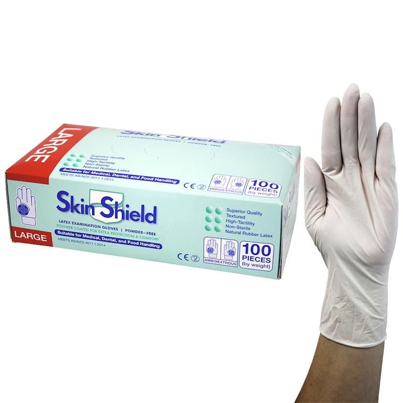Load image into Gallery viewer, Skin Shield Powder Free Latex Gloves Large 100 Pieces/Box
