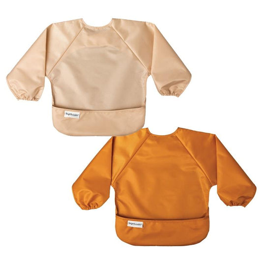 Tiny Twinkle Mess-proof Full Long Sleeve Bib 2 Pack Sand & Cinnamon Small (6-24M)