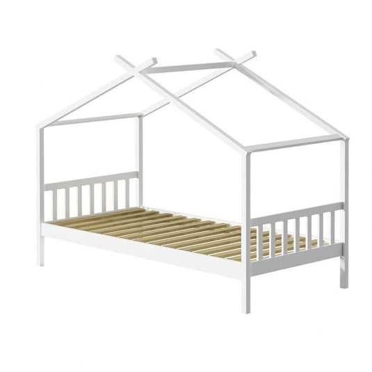 Oikiture Bed Frame Wooden Base Kids Single Timber House Beds White 1unit