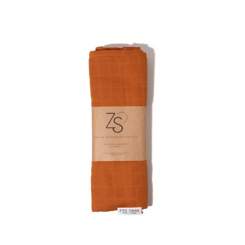 Load image into Gallery viewer, Zoe Sage Organic Muslin Swaddle Wrap Savannah Rust 1pc
