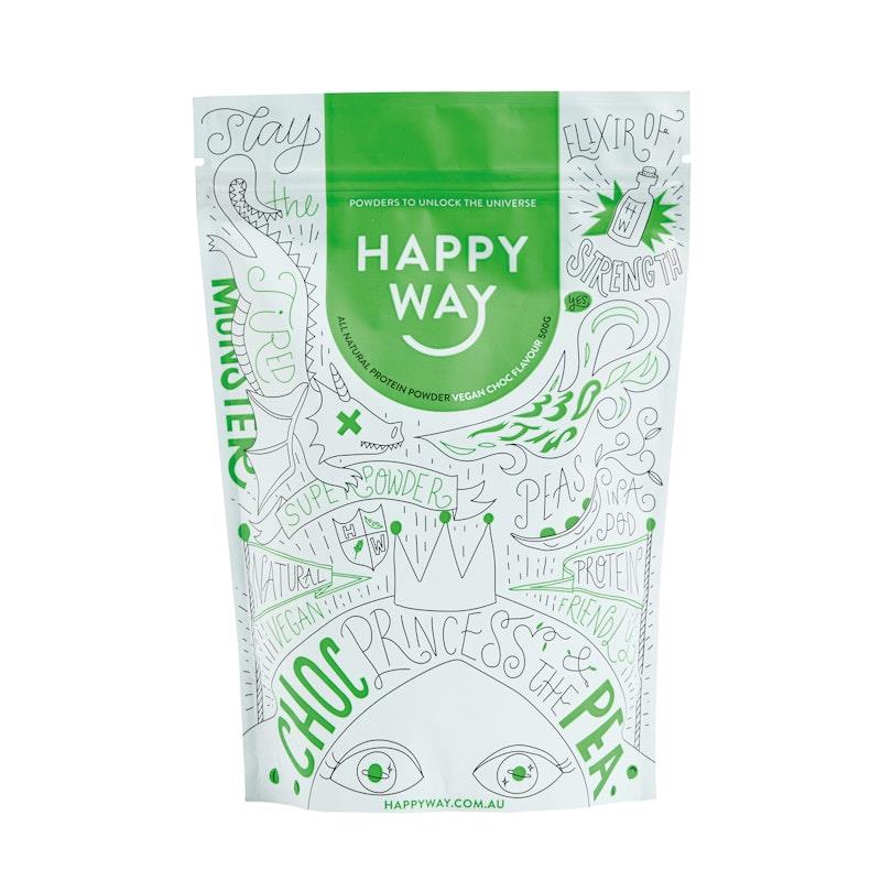 Load image into Gallery viewer, Happy Way Choc Pea Princess Vegan Protein Powder 500g
