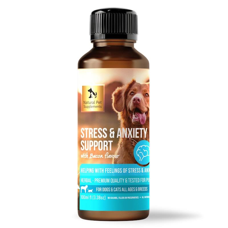 Load image into Gallery viewer, Natural Pet Supplements Stress Support Bacon Flavour Liquid 100ml
