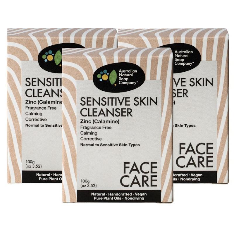 Load image into Gallery viewer, Australian Natural Soap Company Sensitive Skin Cleanser 100g 3Pack
