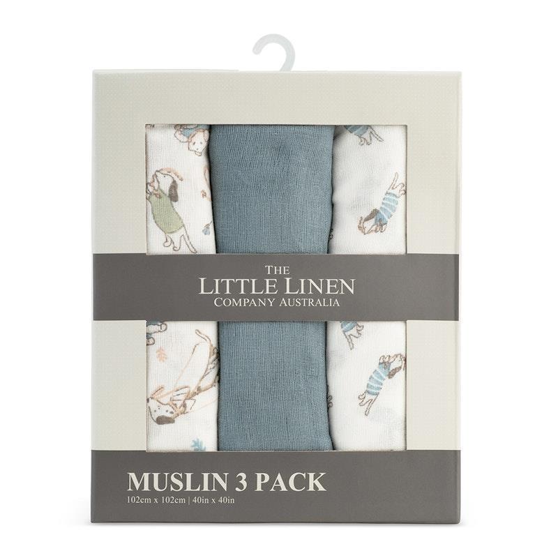 Load image into Gallery viewer, The Little Linen Company Muslin 3pk Wrap Barklife Dog
