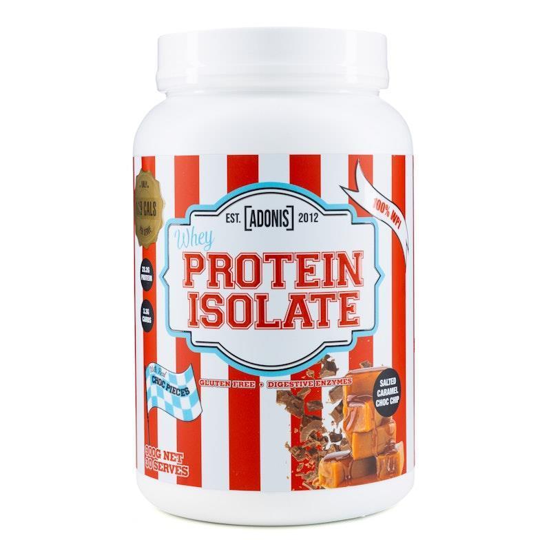 Load image into Gallery viewer, Adonis Gear Whey Protein Isolate (100% WPI) - Salted Caramel Choc Chip - 900g 30Serves
