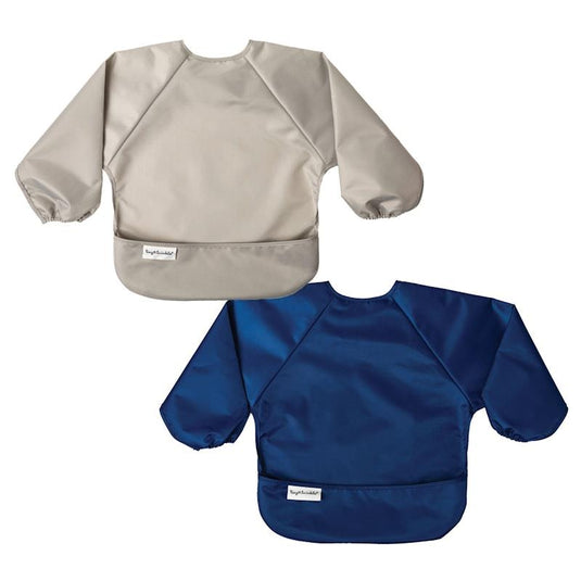 Tiny Twinkle Mess-proof Full Long Sleeve Bib 2 Pack Grey & Dark Blue Small (6-24M)