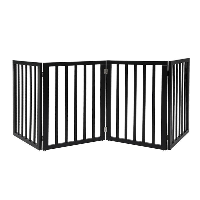 Load image into Gallery viewer, PaWz 4 Panels Wooden Pet Gate Dog Fence Safety Stair Barrier Security Door Black
