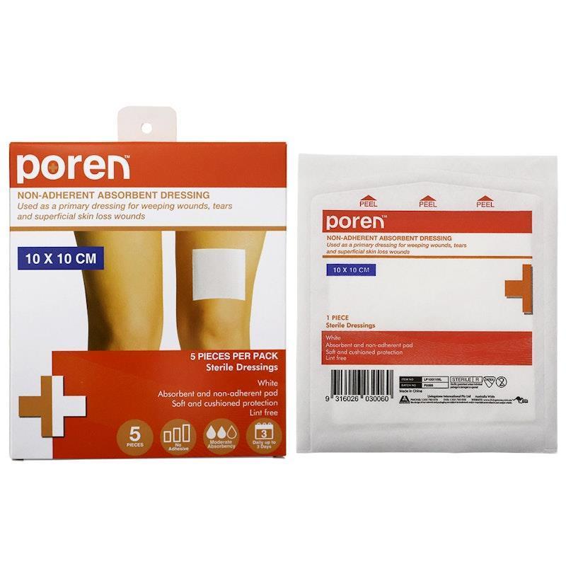 Load image into Gallery viewer, Poren Non-Adherent Absorbent Dressing Sterile 10 x 10cm 5Pack
