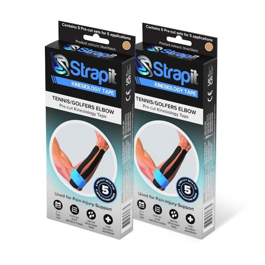 Strapit Tennis Elbow or Golfers Elbow Precut Kinesiology Tape - TAN - Box of 5 2 Pack