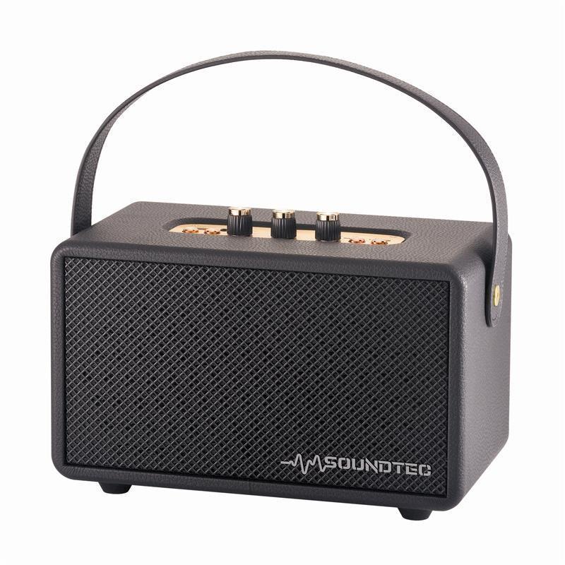 Load image into Gallery viewer, Laser SoundTec Retro Bluetooth Boombox Black
