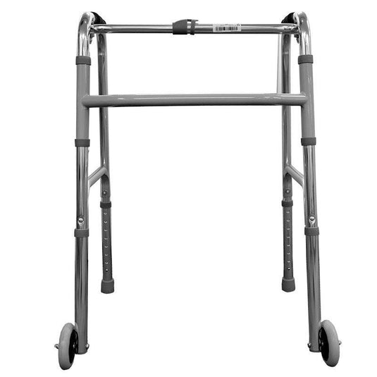 Livingstone Walking Frame Adjustable Foldable Aluminium with 2 Front Castors Silver