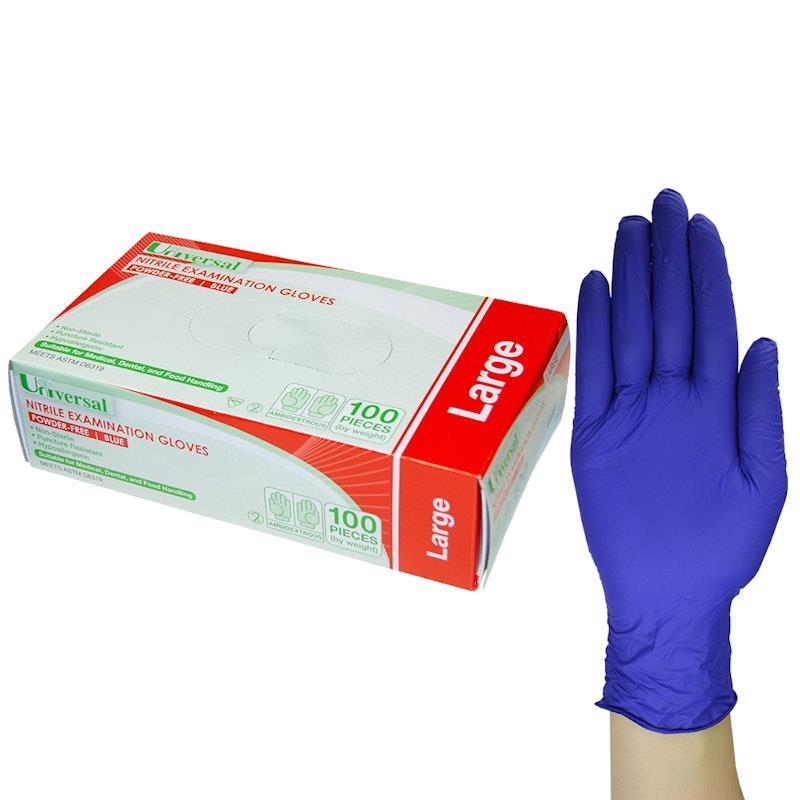 Load image into Gallery viewer, Universal Nitrile Examination Gloves ASTM Powder Free Large 100 Pieces/Box
