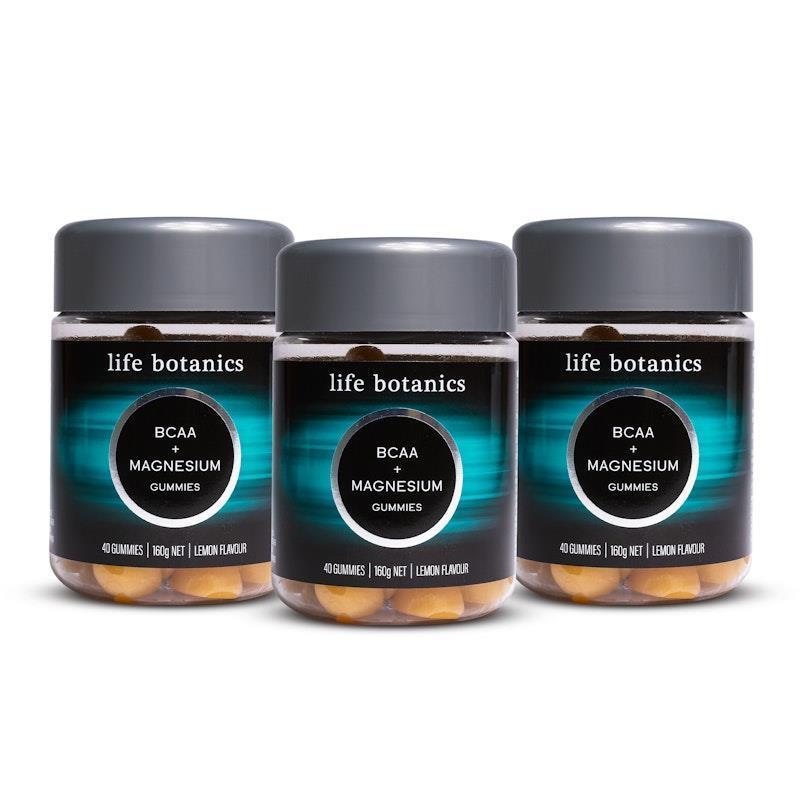 Load image into Gallery viewer, Life Botanics BCAA + Magnesium Gummies 3x40 Pack
