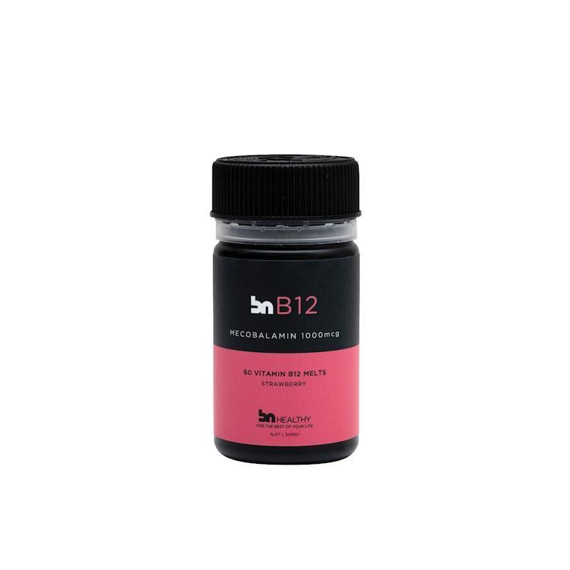 Load image into Gallery viewer, BN Healthy B12 Strawberry - Mecobalamin 1000mcg 60 Melts
